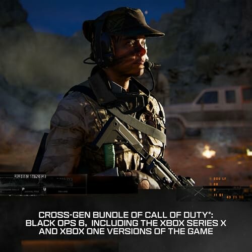 Soldier with weapon in Call of Duty game scene