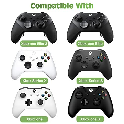 Various Xbox controllers labeled for compatibility.