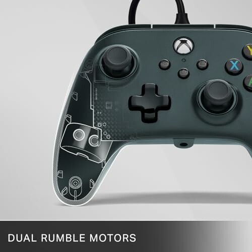 Gaming controller with dual rumble motors.