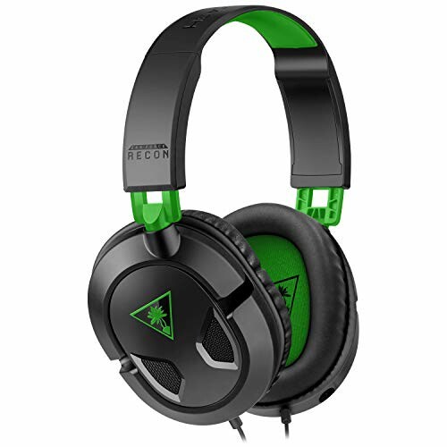 Black and green gaming headset with over-ear design.