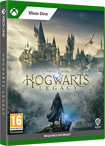 Hogwarts Legacy Xbox One game cover featuring a castle and a cloaked figure