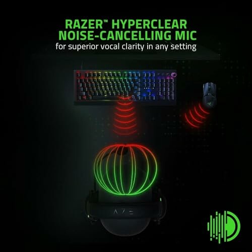 Razer HyperClear noise-cancelling microphone with keyboard and mouse